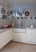 Fruit and Christmas cake on kitchen worktop