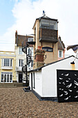 Look-out tower with wrought iron metal steps Aldeburgh, Suffolk England UK