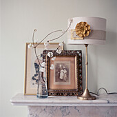 Detail of ornaments on a marble mantelpiece