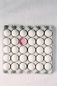Thirty eggs in an egg tray