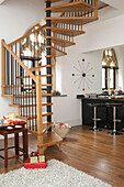 Open plan kitchen and staircase