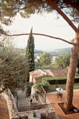 Elevated view of hotel's patio