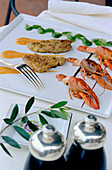 Elegance meal with lobsters