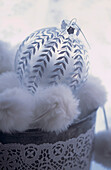 Christmas bauble and pom-pom garland