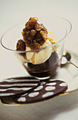 Chocolate mousse with expresso granita and stencilled cookies