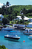 Moorings in front of private holiday villas in Bermuda 