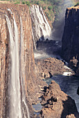 Looking down upon the Victoria Falls or Mosi-oa-Tunya in Zimbabwe