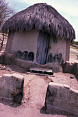 African mud hut in village in the Kruger National Park in South Africa