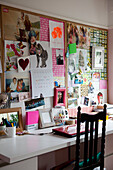 Childs desk and pinboard in contemporary Lewes home,  East Sussex,  England,  UK