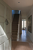 View into hallway of Washington DC home through open front door,  USA