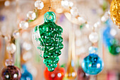 Green glass detail of chandelier in Castro Marim, Portugal