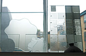 Frosted glass on window sill