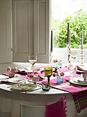 Colourful dining table set for lunch