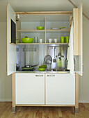 Self-contained kitchen unit in UK summerhouse and work studio