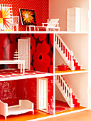 Modern dolls house with bright interior design