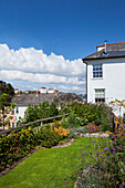 Terraced garden of Dartmouth home Devon UK