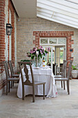 Dining room extension of renovated Victorian schoolhouse West Sussex England UK