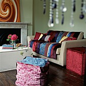 Colourful bohemian style living room