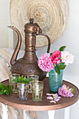 Still life of vintage objects and roses