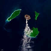 Anak Krakatau volcano erupting, Indonesia, satellite image