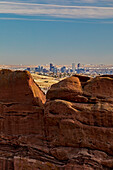 Downtown Denver from Red Rocks Ampitheatre, Colorado, USA