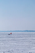 Ice Fishing on Lake St Clair, Harrison Township, USA
