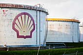 Storage tanks in the oil refinery