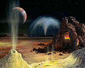 Eruption on Jupiter's moon Io, illustration
