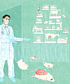Animal testing, conceptual illustration