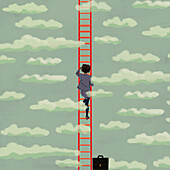 Businesswoman climbing the career ladder, illustration