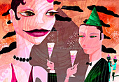 New Year's Eve party, illustration