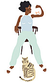 Woman doing exercise at home, illustration