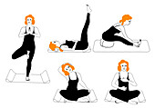 Yoga asanas, illustration