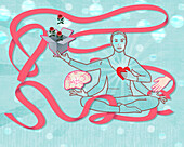 Women in a yoga position, illustration