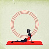 Woman in cobra yoga pose, illustration