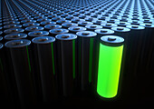 Renewable energy battery recycling, illustration