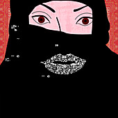 Woman wearing a niqab, illustration