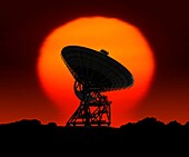 Radio telescope in front of Sun