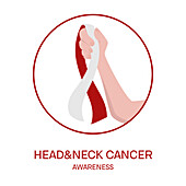 Head and neck cancer ribbon, conceptual illustration