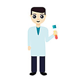 Male doctor holding test tube, conceptual illustration