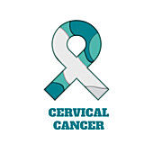 Cervical cancer awareness ribbon, conceptual illustration
