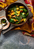 Spinach, potato and paneer curry