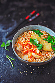 Ramen noodle soup with tofu and kimchi (Korea)