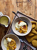 Lemon polenta pudding with custard