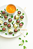 Courgette rolls with tartar of Piedmontese beef (Fassona)