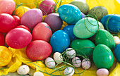 Many colorful Easter eggs