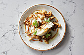 Burrata with a variety of mushrooms