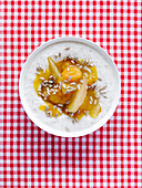 Porridge with apricot, ginger and grapefruit