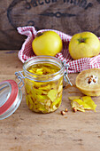 Quince peel in a jar with oil, maceration for quince oil