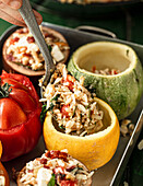 Summer vegetables stuffed with rice